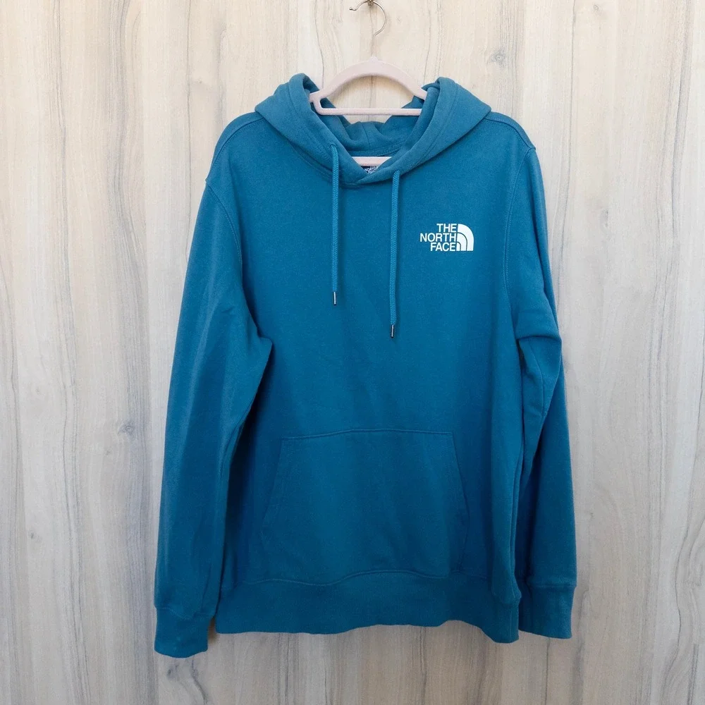 The North Face Mens Hoodie Sweatshirt Size L Blue Logo‎ Athleisure Gorpcore
